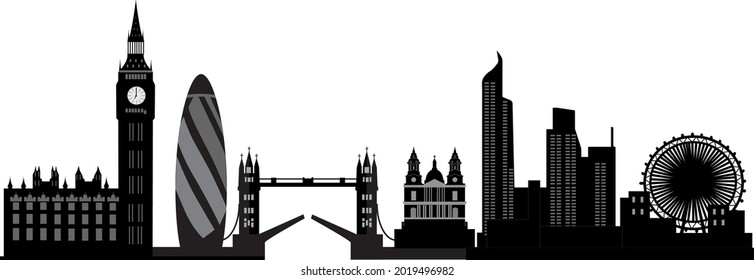 ilustración del horizonte de Londres con puente y torre