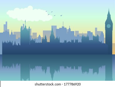 Illustration of London skyline in silhouette