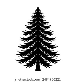 An illustration of a lone pine tree silhouette.