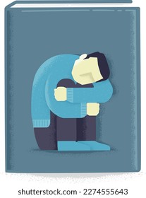 Illustration of Lonely Man in Fetal Position on Book Cover