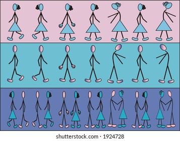 Illustration of lonely people finding soul-mates