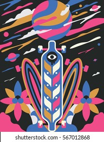 Illustration of long boards. VECTOR