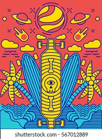 Illustration of long boards. VECTOR