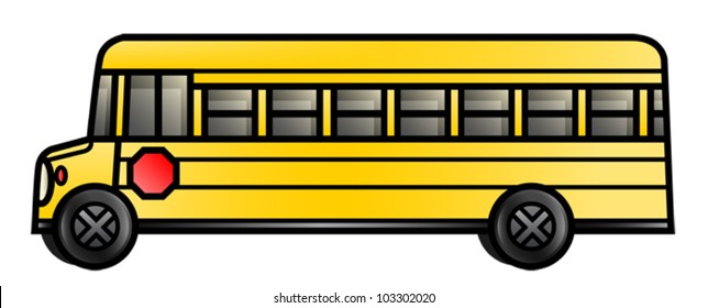 Illustration of a long cartoon school bus. Eps 10 Vector.