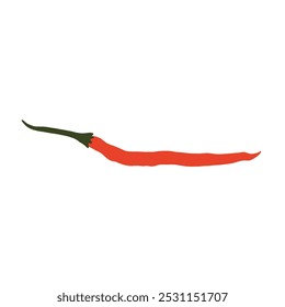 Illustration of long red chili peppers isolated on white background. Red pepper design elements. Vector illustration. 