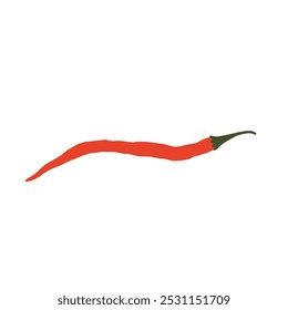 Illustration of long red chili peppers isolated on white background. Red pepper design elements. Vector illustration. 