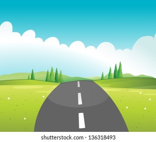 Illustration Long Road Stock Vector (Royalty Free) 136318493 | Shutterstock