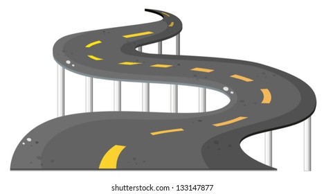 Illustration of a long road on a white background