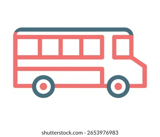 Illustration of a long school bus with rounded corners and windows, suitable for educational or transportation themes.