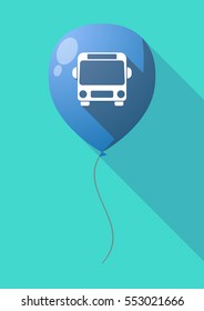 Illustration of a long shadow air  balloon with  a bus icon