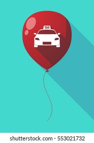 Illustration of a long shadow air  balloon with  a taxi icon