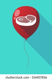 Illustration of a long shadow air  balloon with  a steak icon