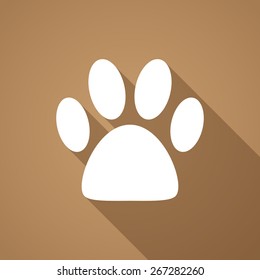 Illustration of a long shadow animal footprint icon