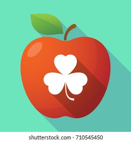 Illustration of a long shadow apple fruit with a clover