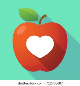 Illustration of a long shadow apple fruit with a heart