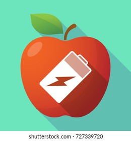 Illustration of a long shadow apple fruit with a battery