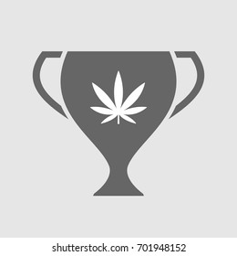 Illustration of a long shadow  award cup with a marijuana leaf