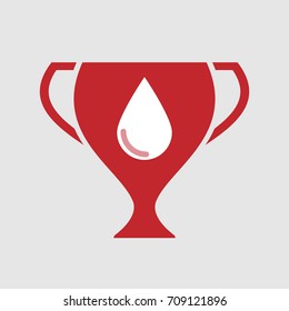 Illustration of a long shadow  award cup with a blood drop
