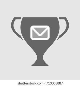 Illustration Of A Long Shadow  Award Cup With An Envelope