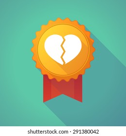 Illustration of a long shadow badge with a broken heart