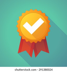 Illustration of a long shadow badge with a check mark