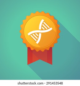 Illustration of a long shadow badge with a DNA sign