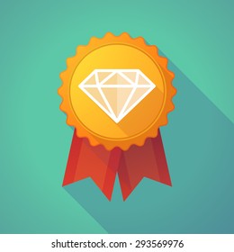 Illustration of a long shadow badge icon with a diamond