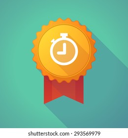 Illustration of a long shadow badge icon with a timer