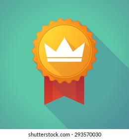 Illustration of a long shadow badge icon with a crown