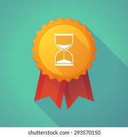 Illustration of a long shadow badge icon with a sand clock