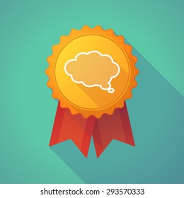 Illustration of a long shadow badge icon with a comic cloud balloon