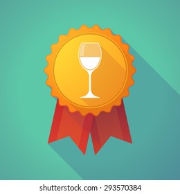 Illustration of a long shadow badge icon with a cup of wine