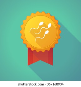 Illustration of a long shadow badge icon with sperm cells