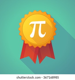 Illustration of a long shadow badge icon with the number pi symbol