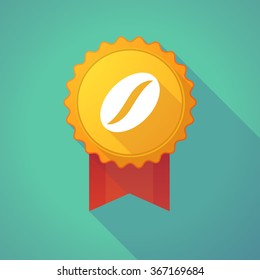 Illustration of a long shadow badge icon with a coffee bean