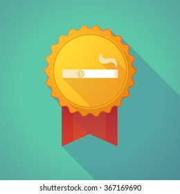 Illustration of a long shadow badge icon with an electronic cigarette