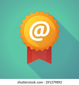 Illustration of a long shadow badge with an at sign