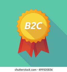 Illustration of a long shadow badge with    the text B2C