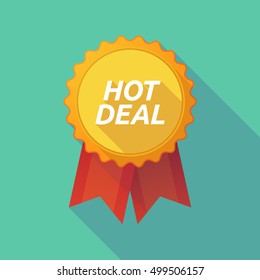 Illustration of a long shadow badge with    the text HOT DEAL