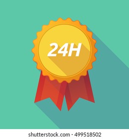 Illustration of a long shadow badge with    the text 24H