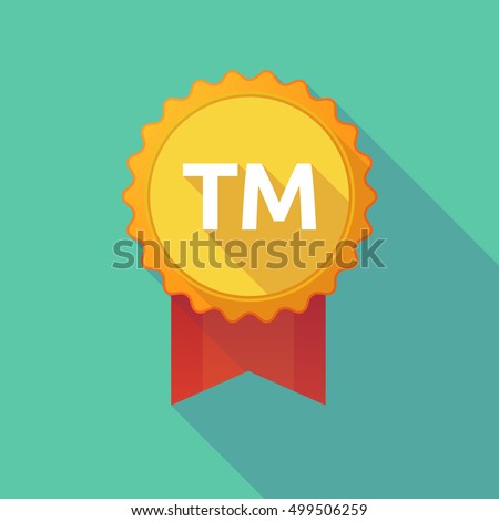 Illustration of a long shadow badge with    the text TM