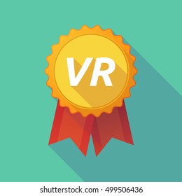 Illustration of a long shadow badge with    the virtual reality acronym VR