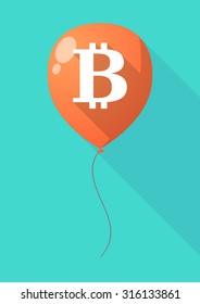 Illustration of a long shadow balloon with a bit coin sign