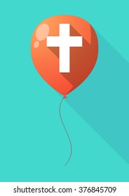 Illustration of a long shadow balloon with a christian cross