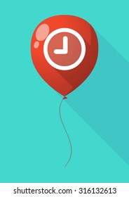 Illustration of a long shadow balloon with a clock