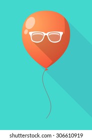 Illustration of a long shadow balloon with a glasses