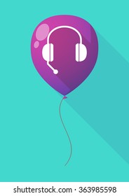 Illustration of a long shadow balloon with  a hands free phone device