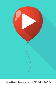Illustration of a long shadow balloon with a play sign