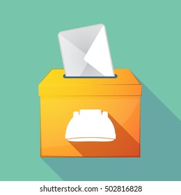 Illustration of a long shadow ballot box with a work helmet