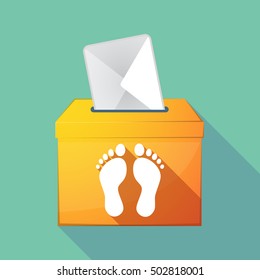 Illustration of a long shadow ballot box with two footprints